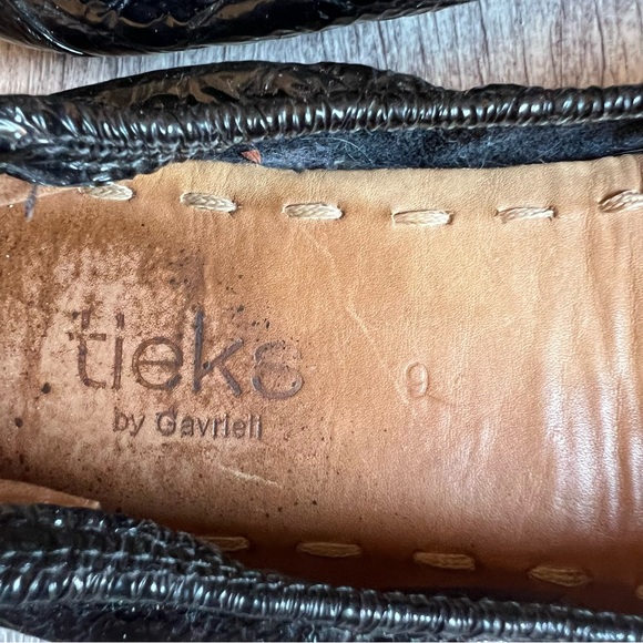 TIEKS by Gavrieli Obsidian Crocodile Ballet Flats Womens Sz 9 Black Foldable - Picture 8 of 10